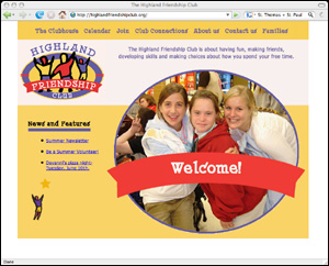 Pic of Highland Friendship Club home page