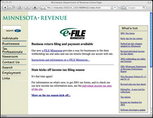 Revenue home page circa 2001